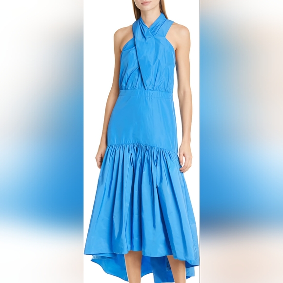 Veronica beard Radley taffeta dress CRISSCROSS neck MAXI blue size 8 BNWT - Picture 15 of 15